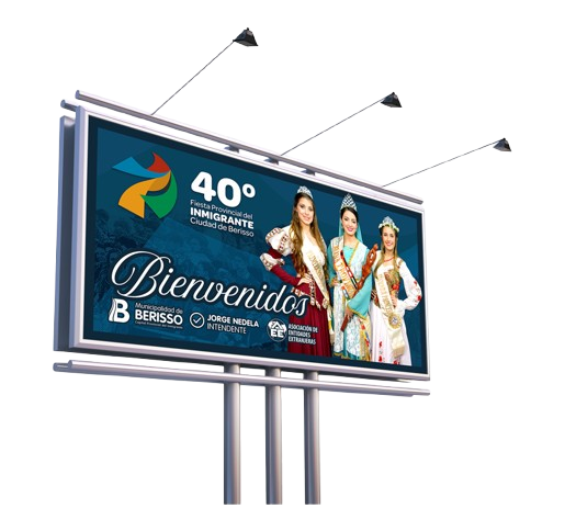 Large roadside hoarding on a steel gantry